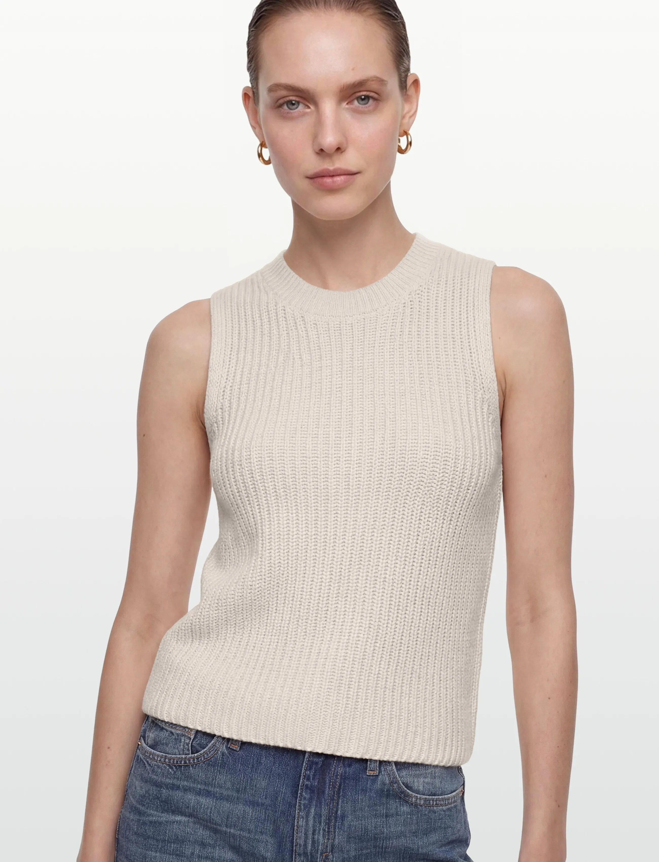 Closed - WOMEN CREW NECK RACER TOP KNITS ECRU - džemperi - ecru - 3