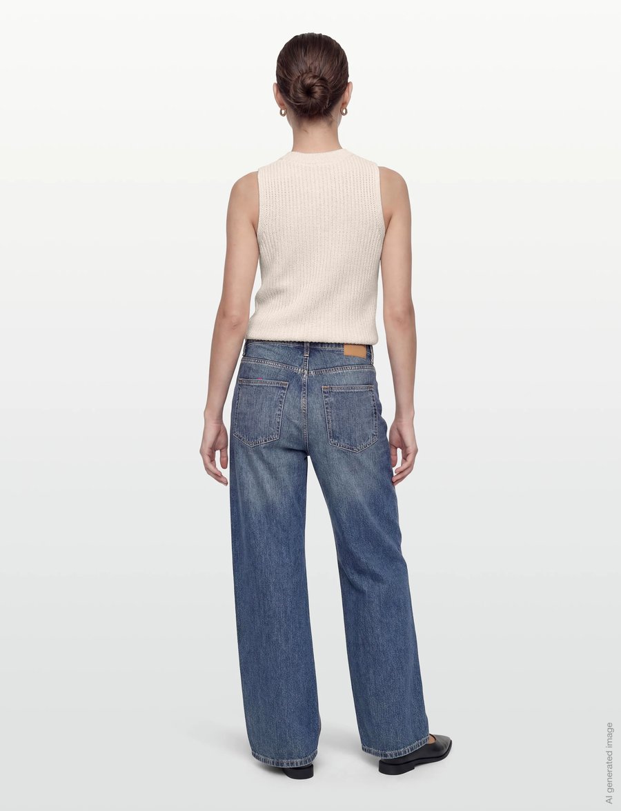 Closed - WOMEN CREW NECK RACER TOP KNITS ECRU - hihattomat topit - ecru - 4