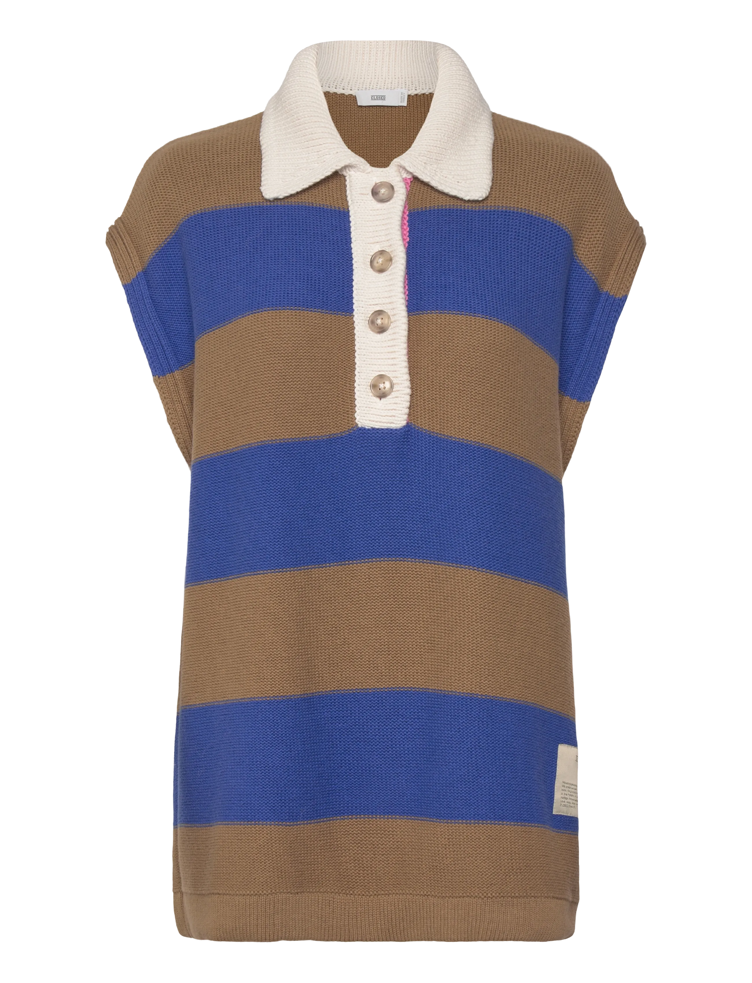 Closed SLEEVELESS POLO KNITS ECRU - Neue Mode - ECRU / blue