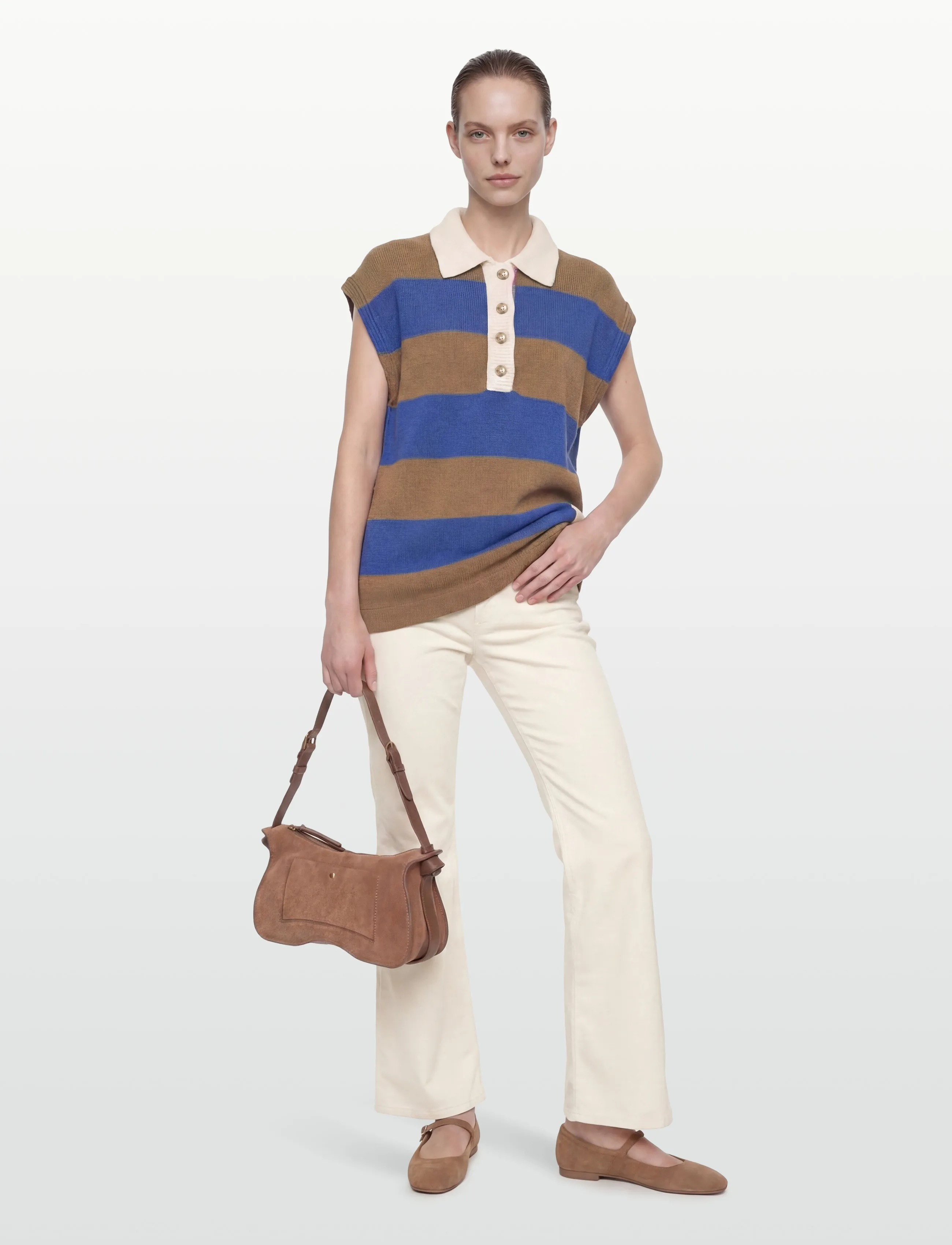 Closed Sleeveless Polo Knits Ecru, XS, Blue, Designere > Strikkede Veste, Dame