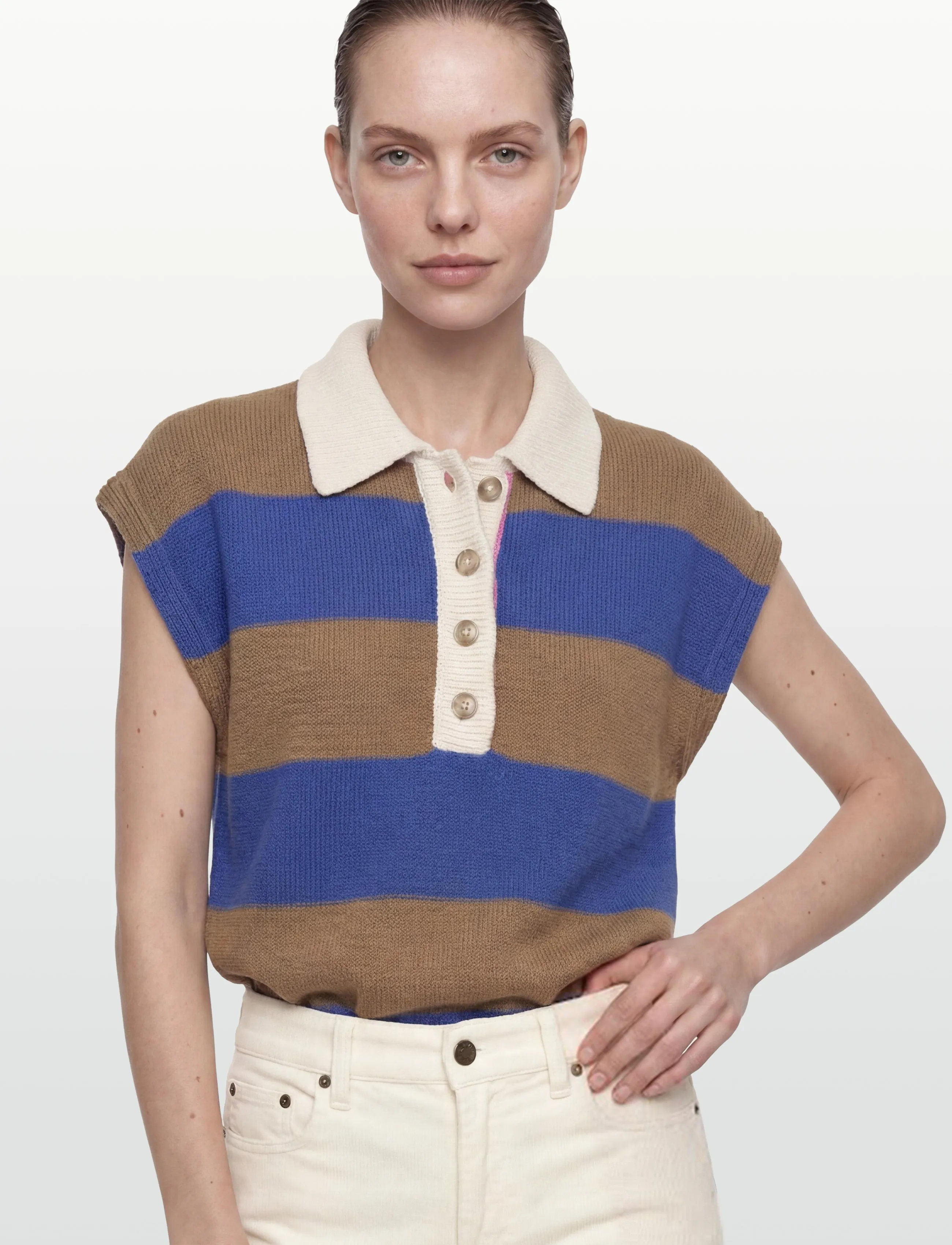 Closed - SLEEVELESS POLO KNITS ECRU - kootud vestid - ecru - 3