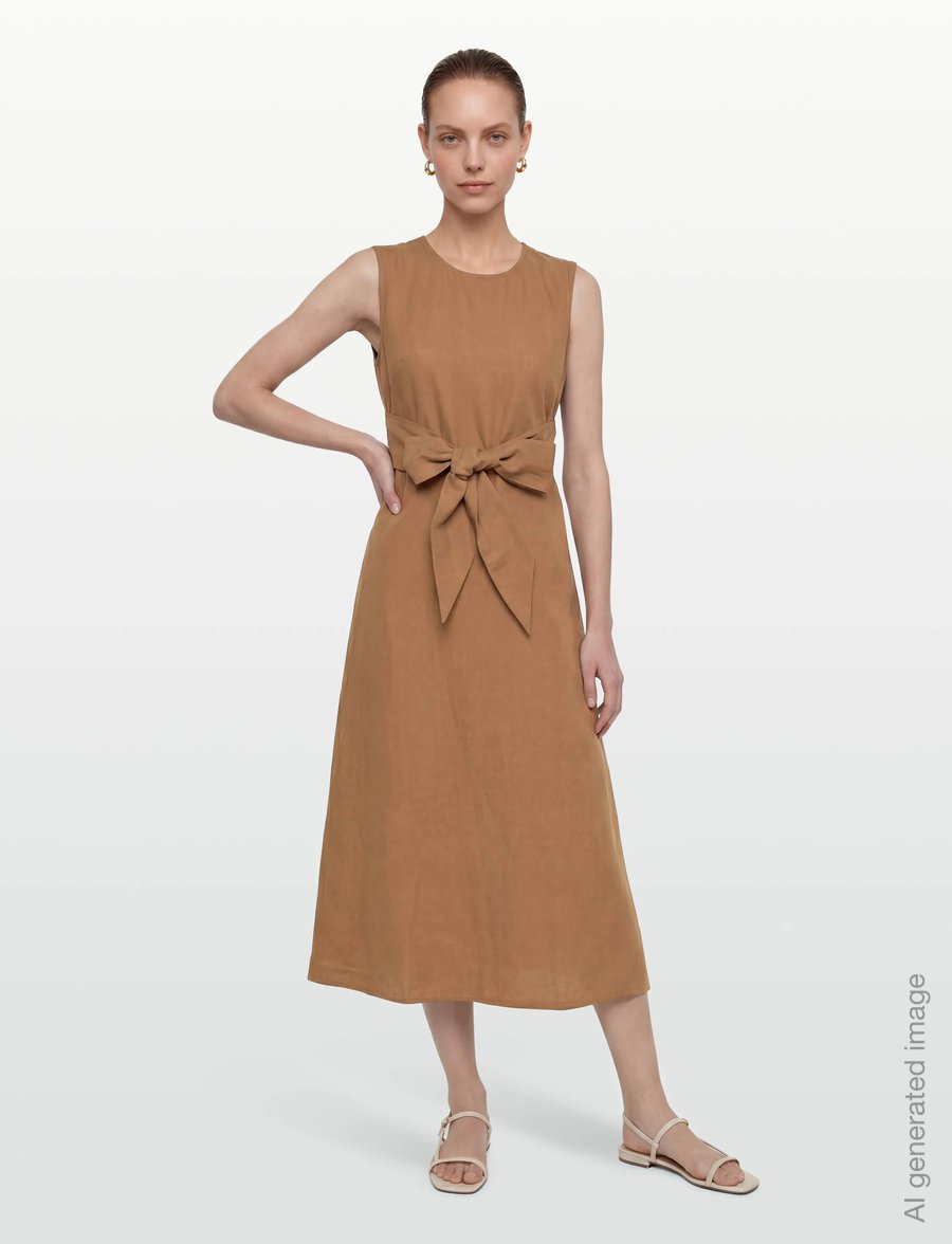 Closed - WAISTED BELT DRESSES NUTMEG - maxi dresses - nutmeg - 0