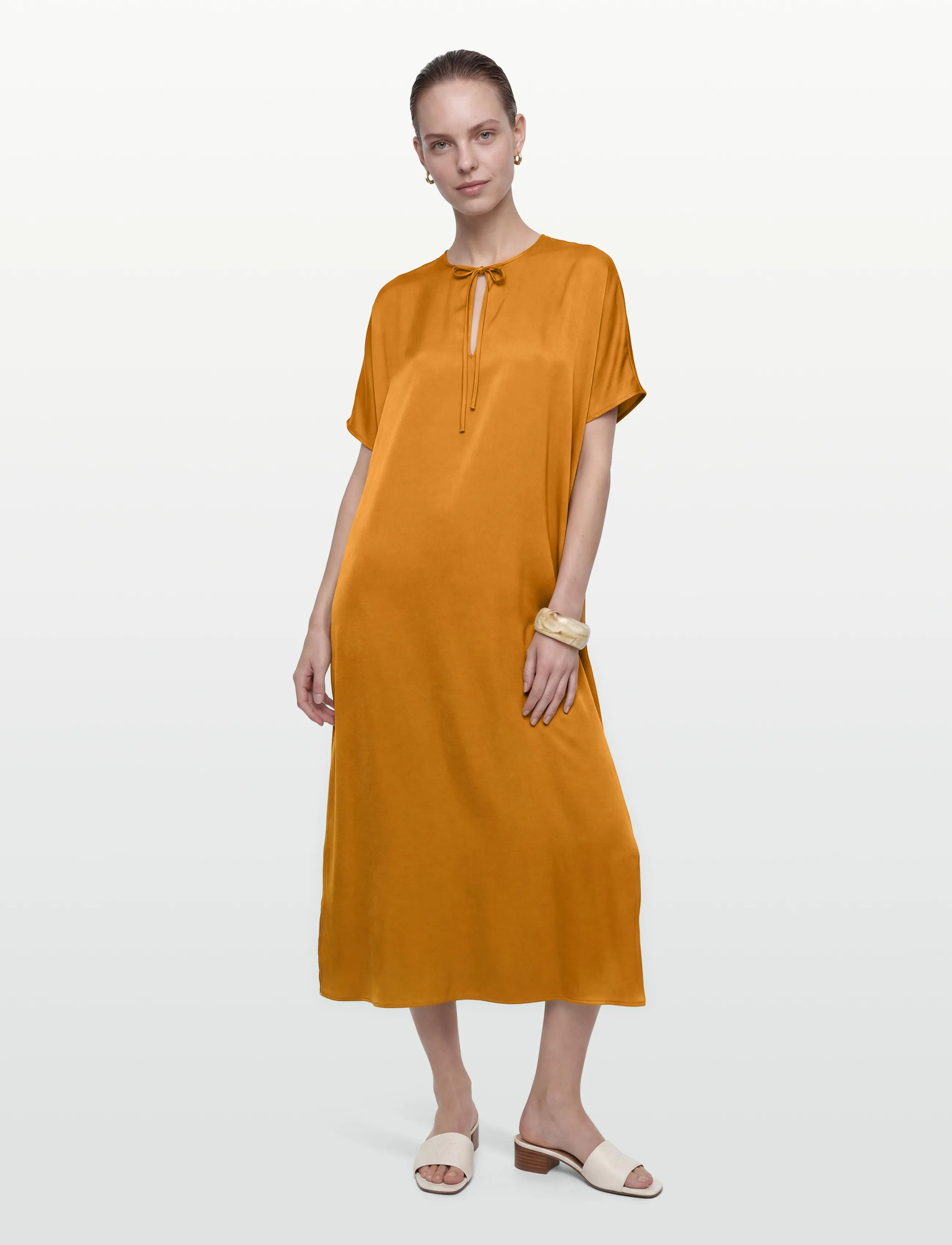 Closed Tunic Maxi Dresses Golden Cinnamon, Kvinder, Tunika Maxikjole, Guld, Str: XS