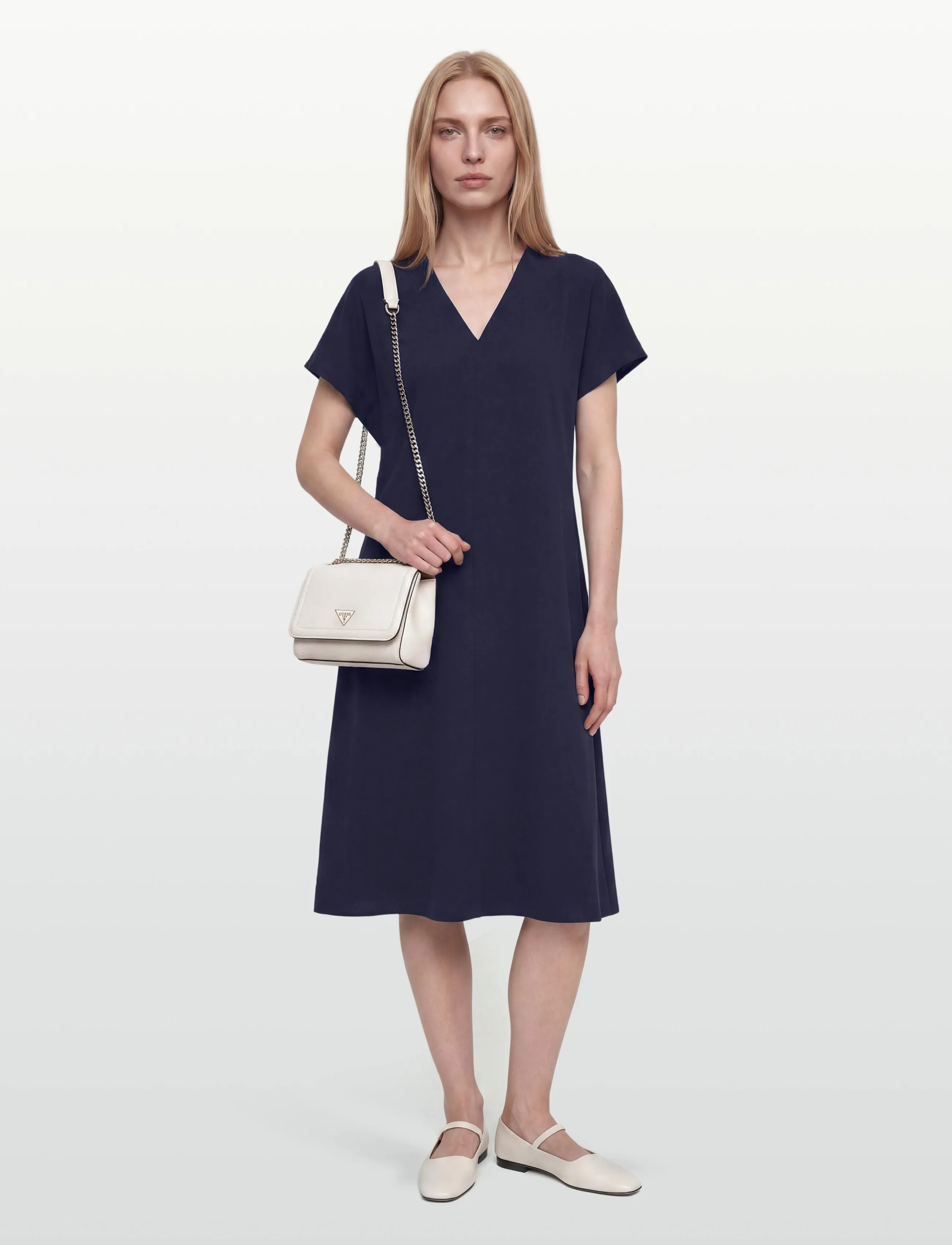 Closed Style Name Fluide Dress Dresses Dark Night, Kvinder, Løs Kjole, Navy, Str: XS
