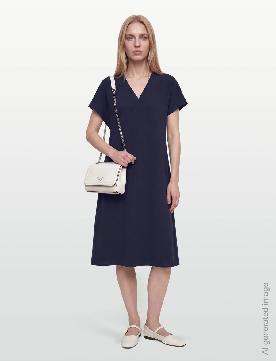 Closed - STYLE NAME FLUIDE DRESS DRESSES DARK NIGHT - midi dresses - dark night - 0