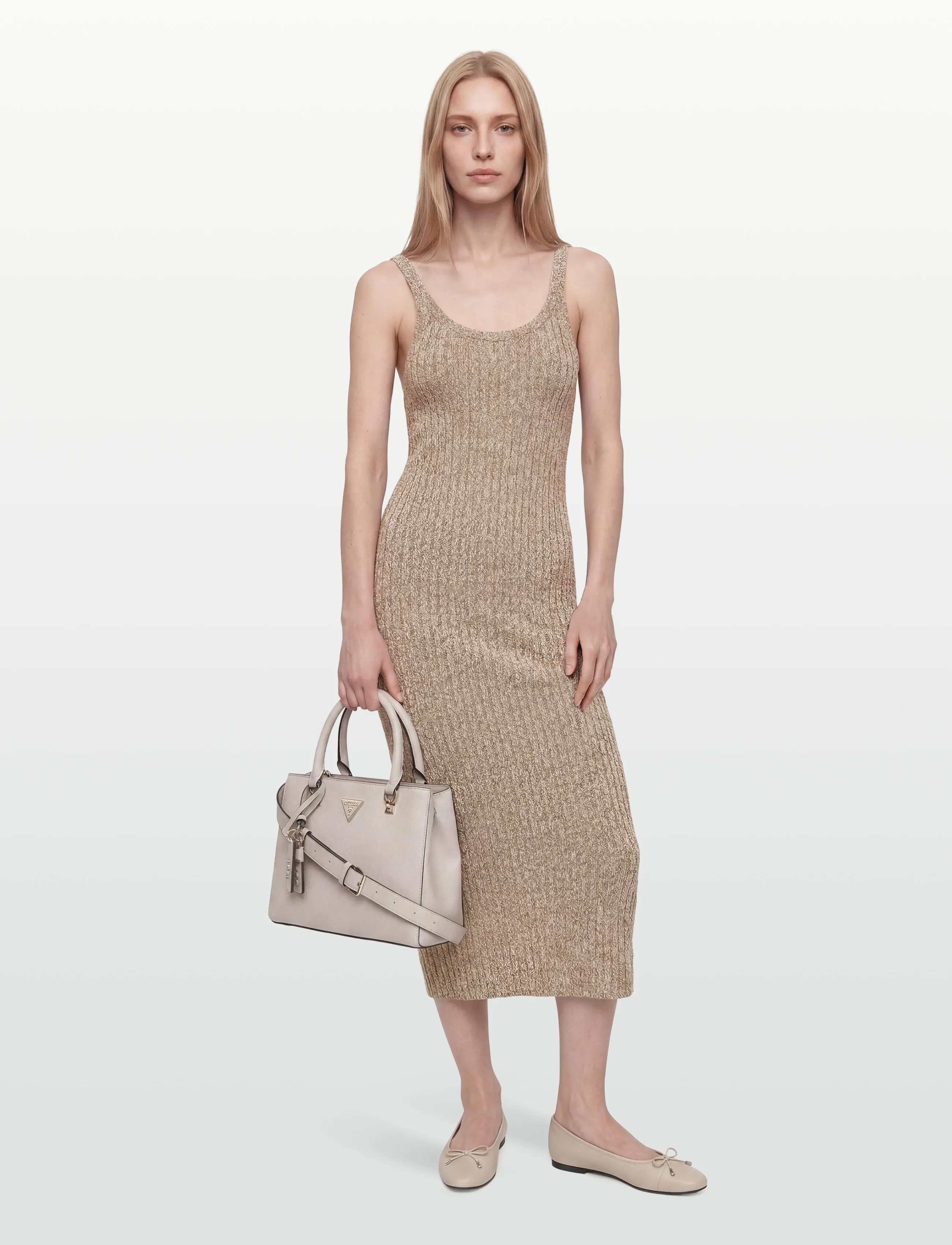 Closed WOMEN STRAP DRESS DRESSES NUTMEG - Akcija - NUTMEG / beige