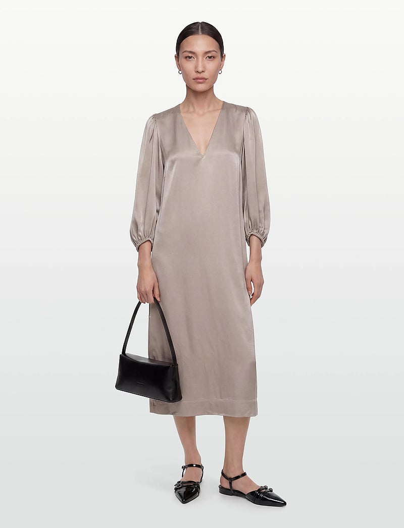Closed - PUFF SLEEVE DRESSES GREY ALABASTER - maxi sukienki - grey alabaster - 0