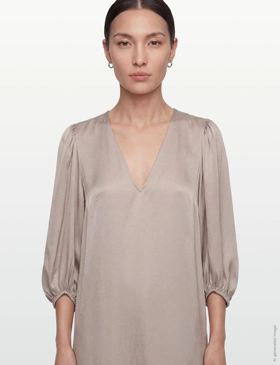 Closed - PUFF SLEEVE DRESSES GREY ALABASTER - maxi sukienki - grey alabaster - 5