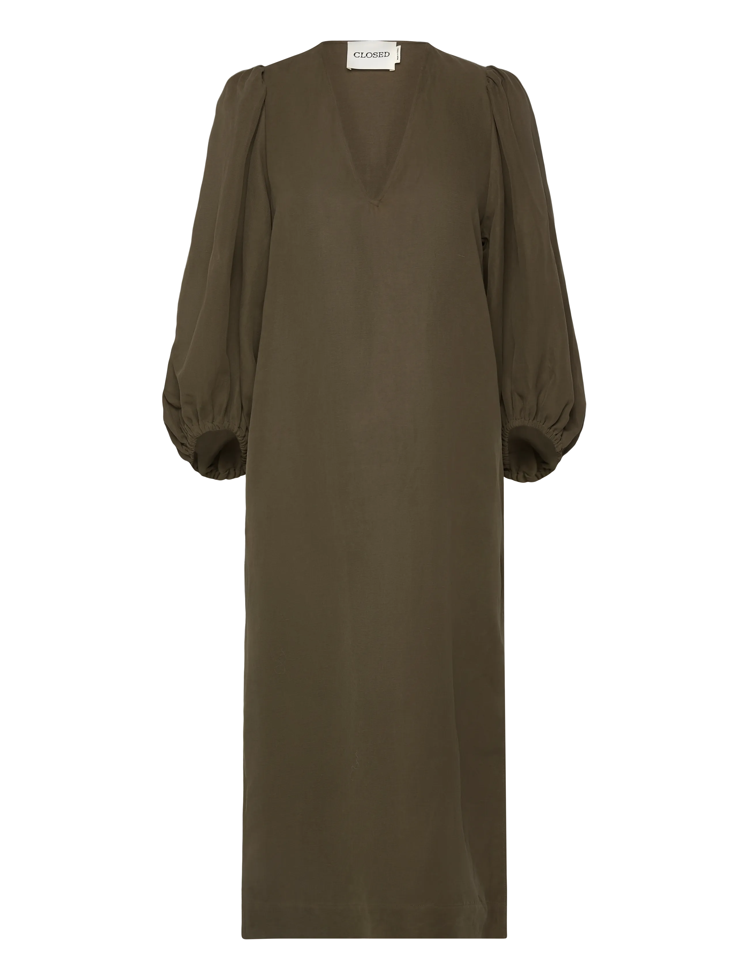 CLOSED Puff Sleeve Kleid Army Grün Khaki - XS - Damen