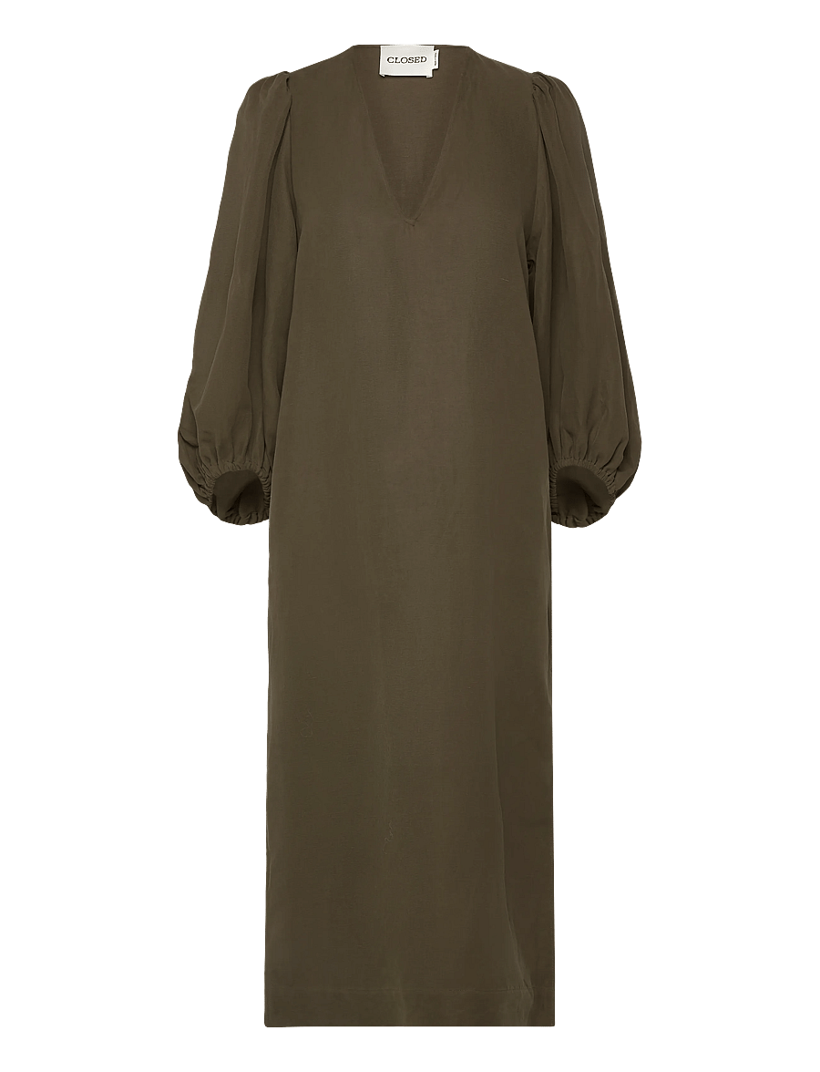 Closed - PUFF SLEEVE DRESS ARMY GREEN - maxikjoler - army green - 1