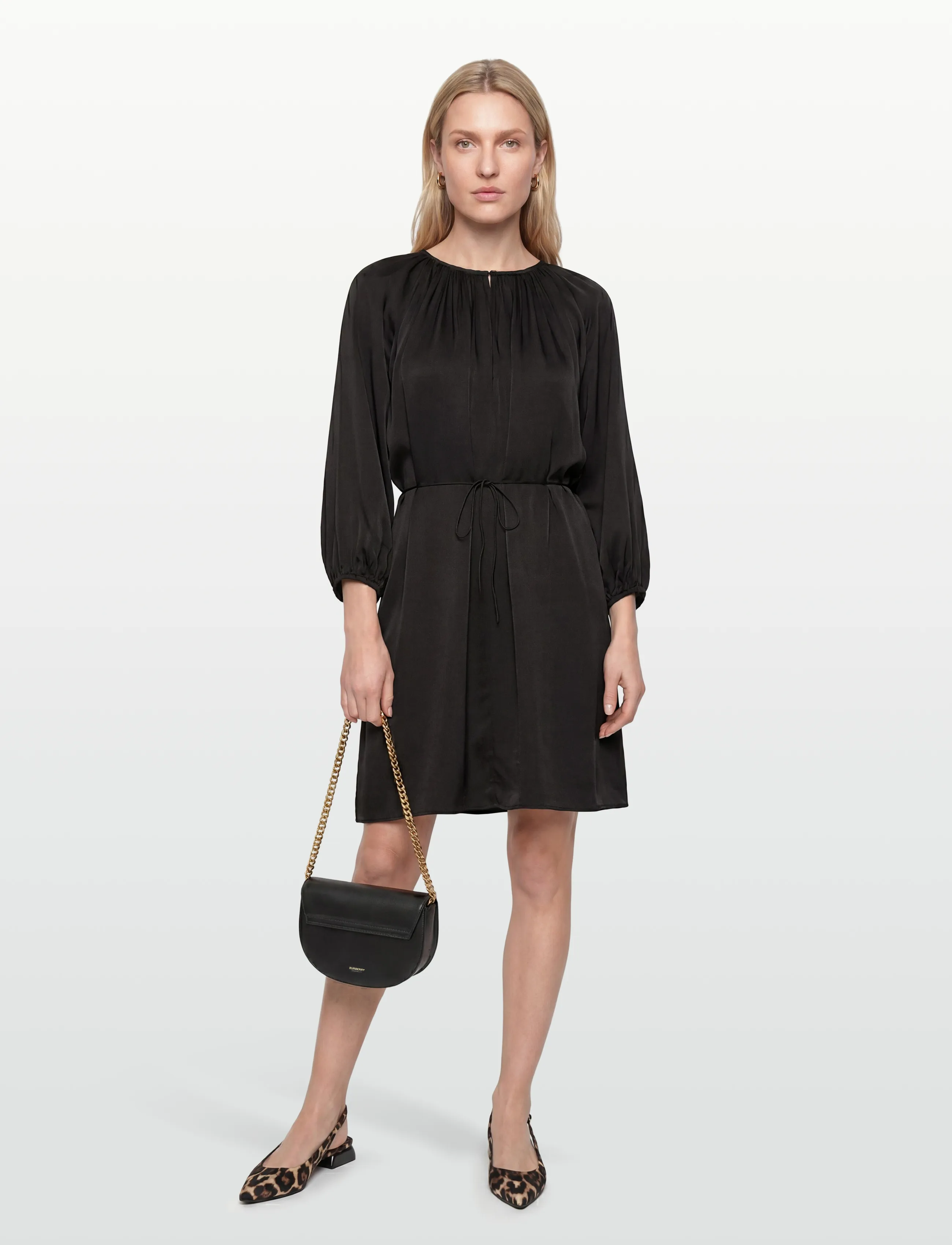 Closed Short Belted Dress Black, S, Designer, Schwarz - Dress, Frauen
