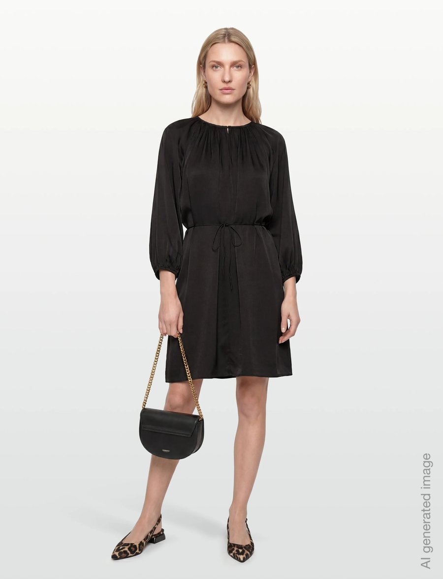 Closed - SHORT BELTED DRESS BLACK - minikleidid - black - 0