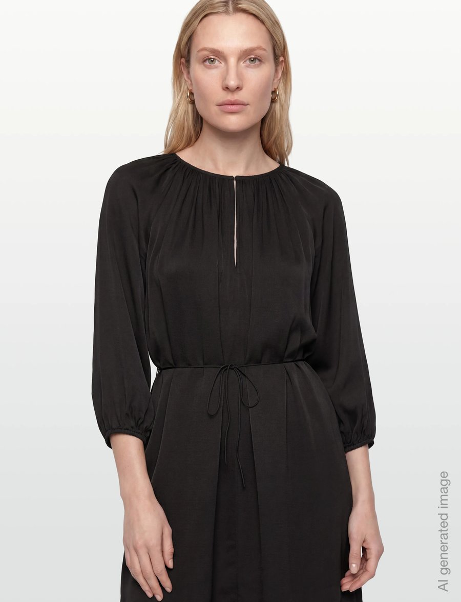 Closed - SHORT BELTED DRESS BLACK - minikleidid - black - 3