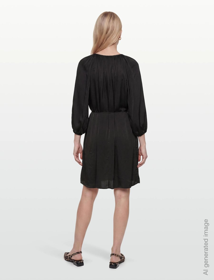 Closed - SHORT BELTED DRESS BLACK - minikleidid - black - 4