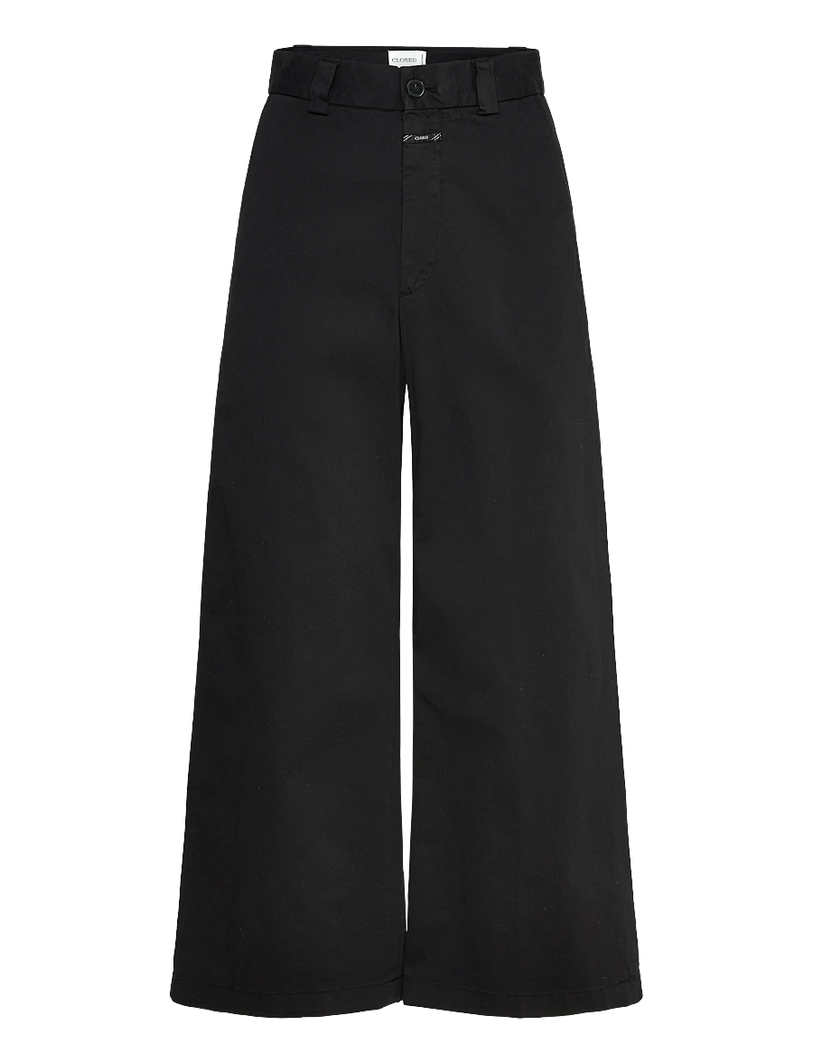 Closed - BARTON PANTS - utsvängda byxor - black - 0