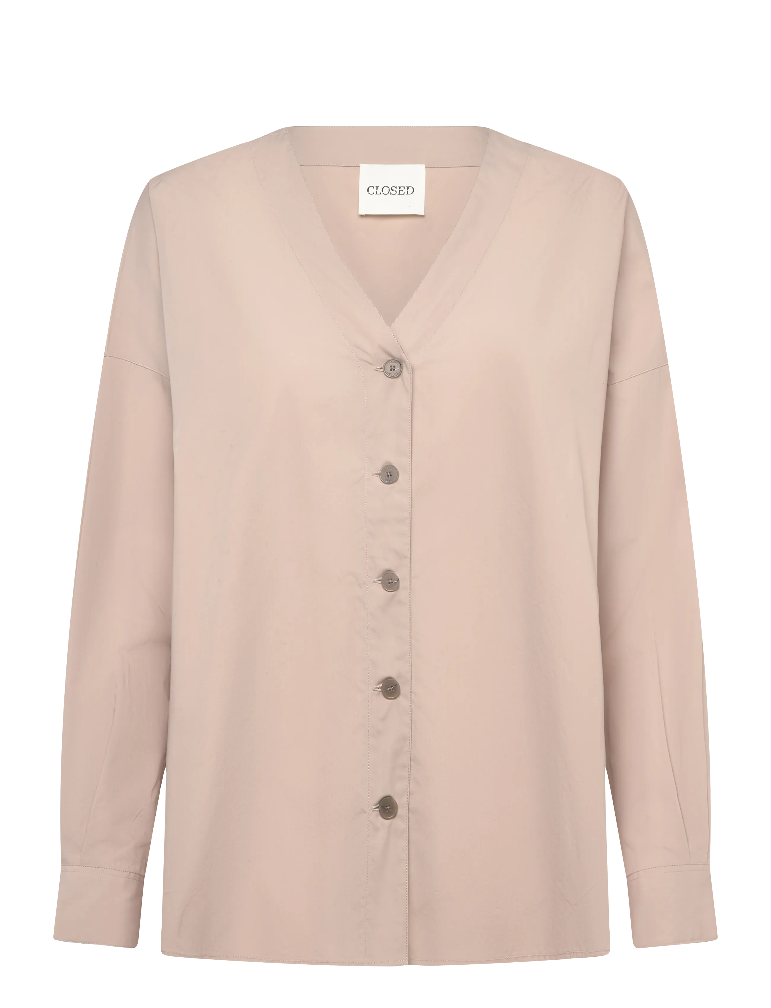 Closed No Collar Blouse Shirts & Blouses, Kvinder, Kravefri Bluse, Beige, Str: L