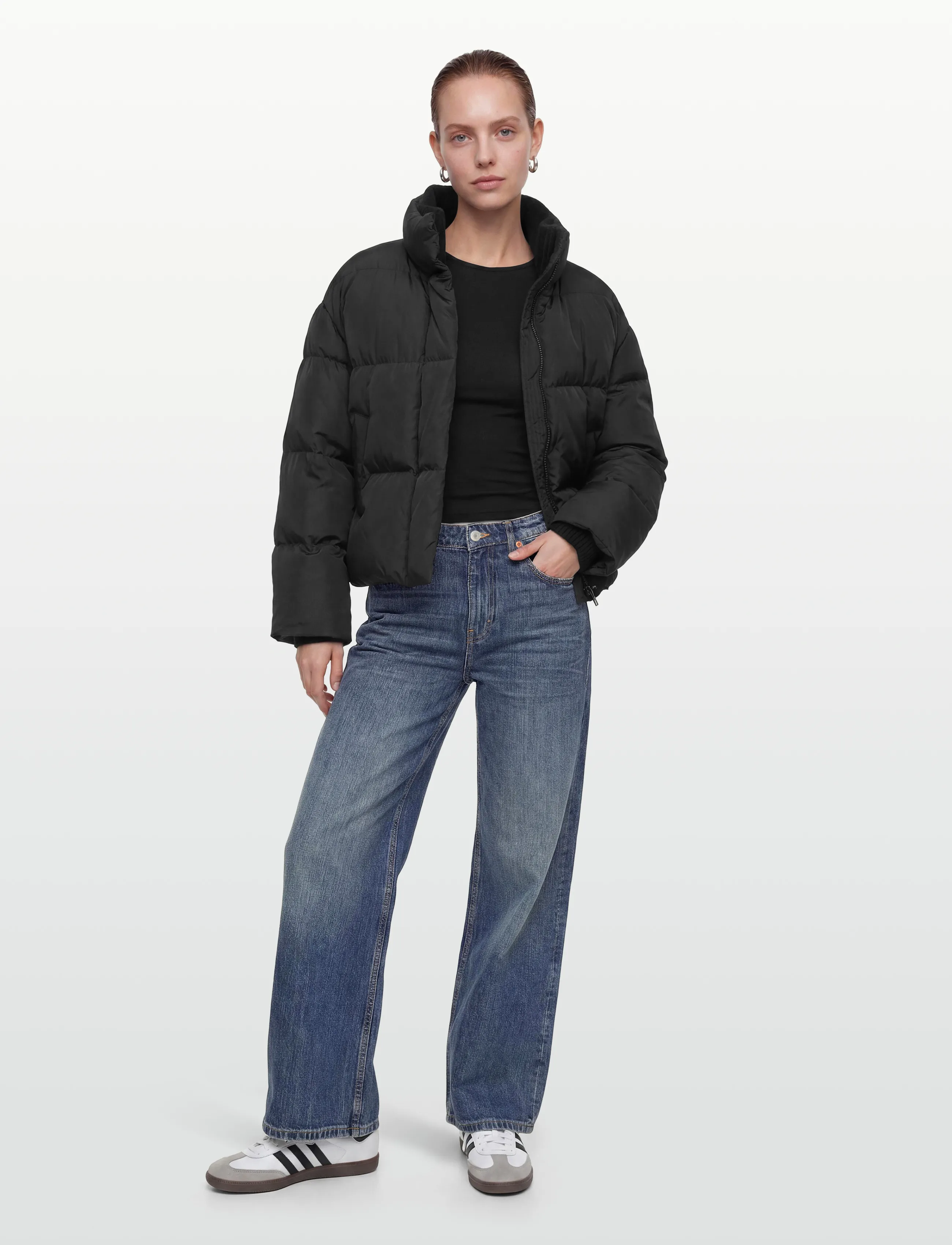 Closed Cropped Puffer Jacket Jackets & Coats, S, Jackets, Schwarz - Padded Jacket, Frauen