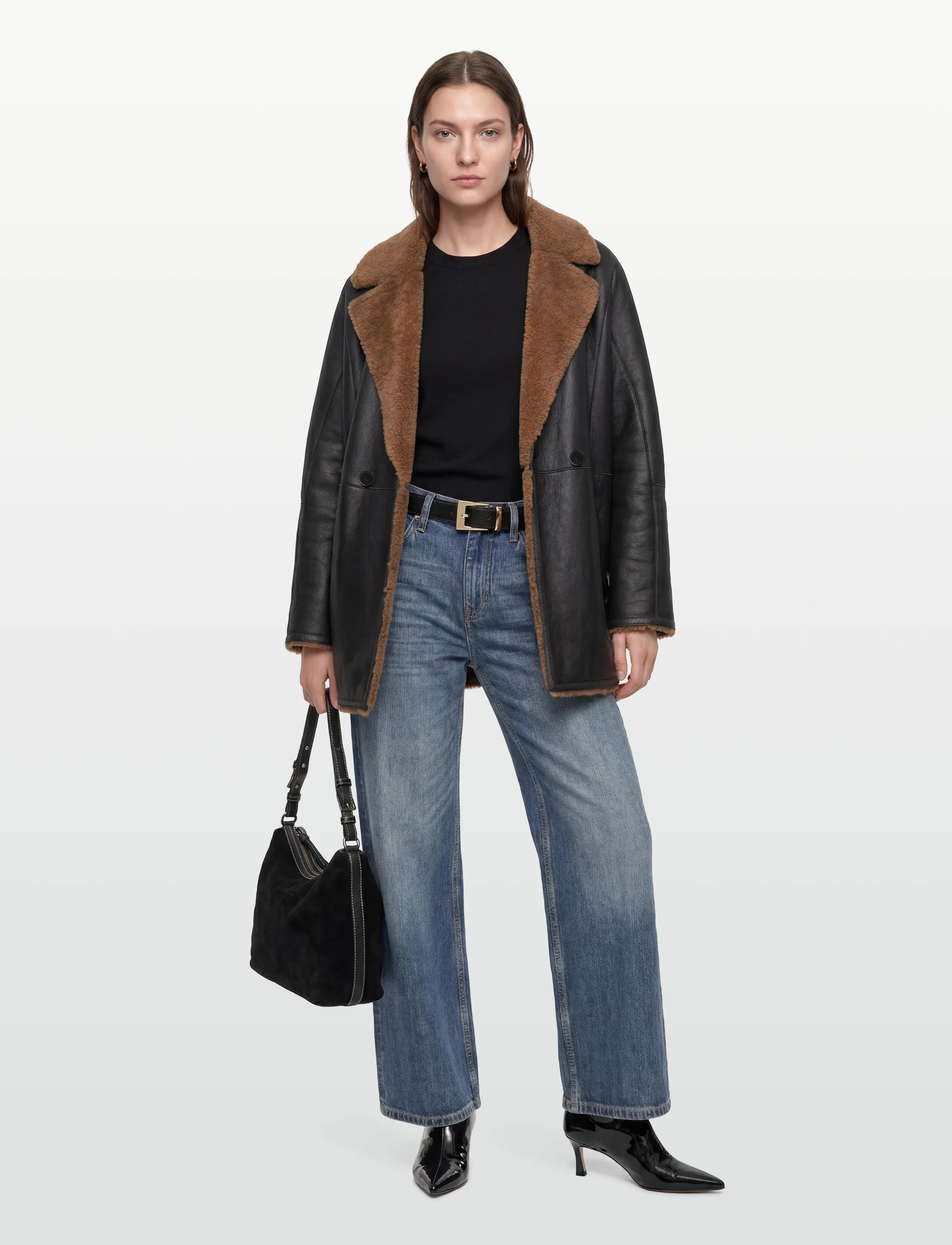 Closed Double Breast Coat Jackets & Coats, M, Black, Frakker > Vinterfrakker, Dame