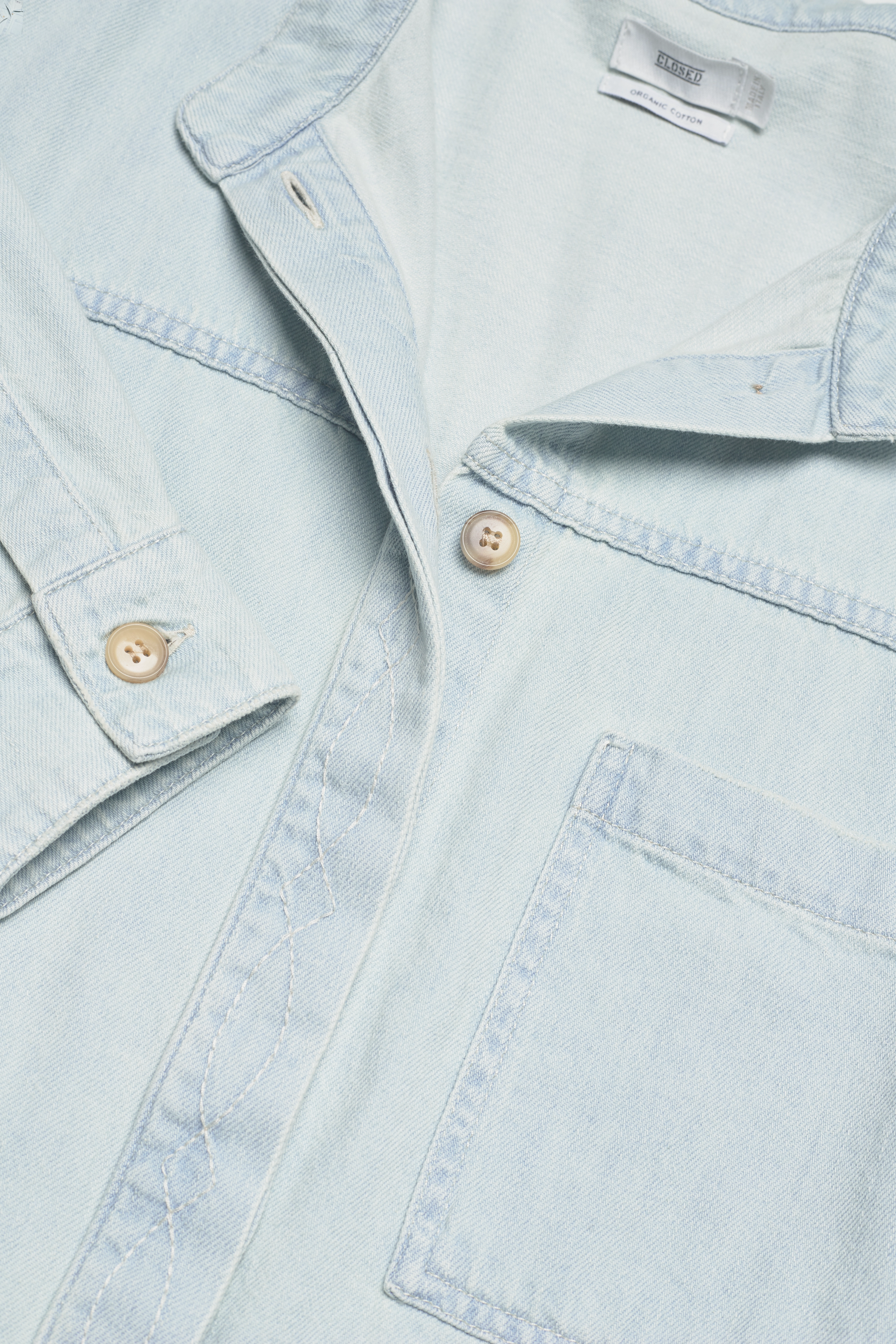 Closed - denim patchwork overshirt - kvinder - light blue - 3