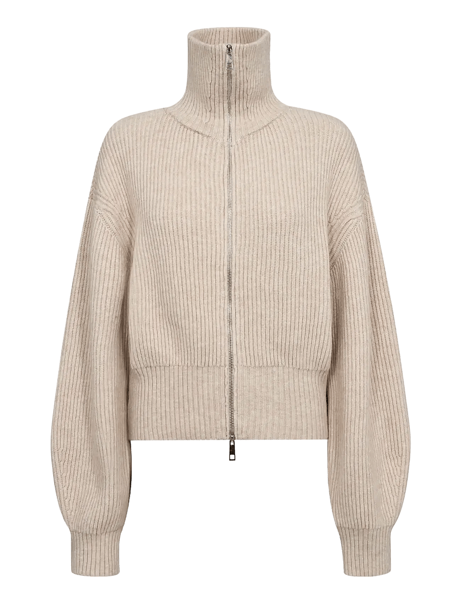 Co' Couture - RowCC Zip Knit Cardigan - creme - 1