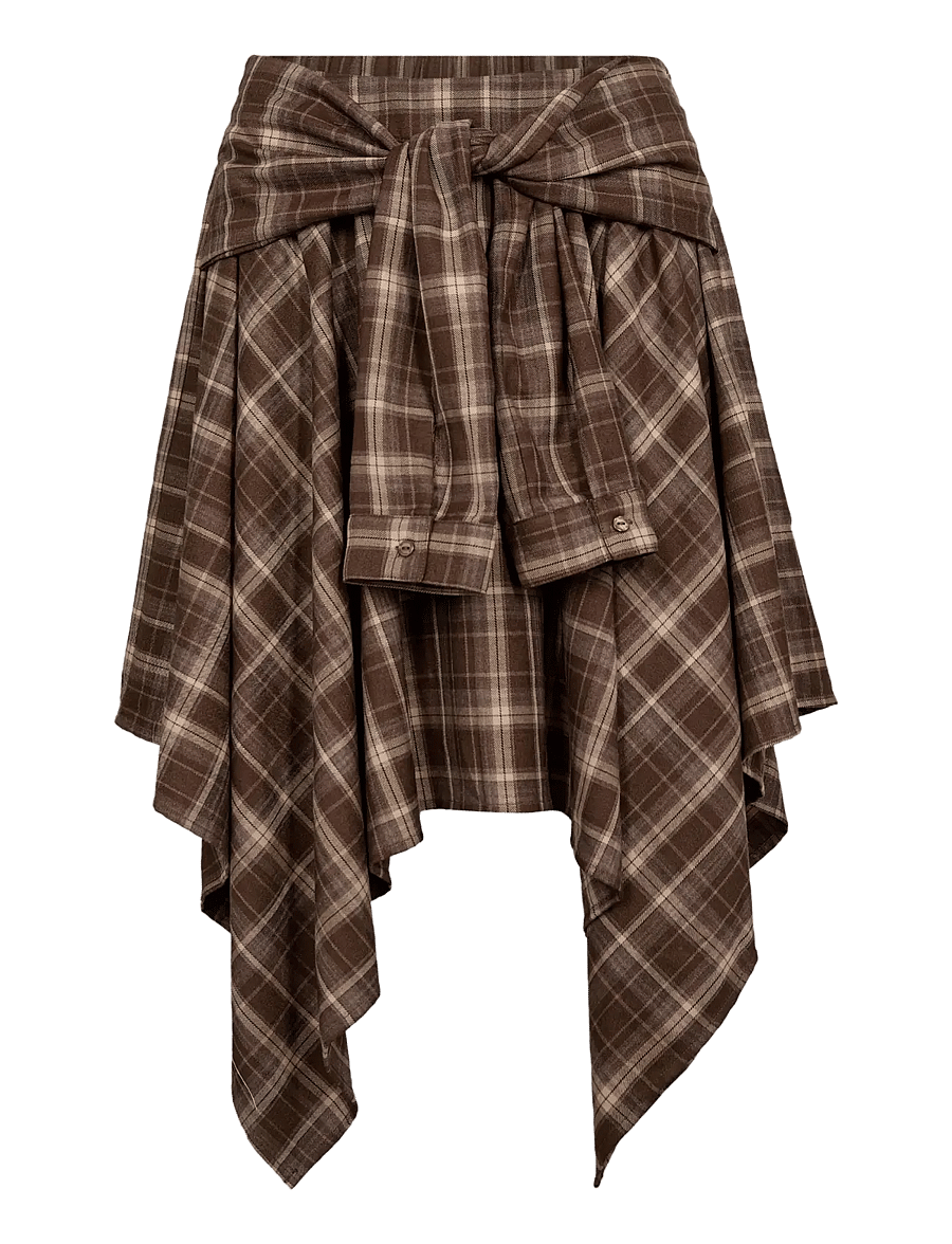 Co' Couture - DagnyCC Check Tie Skirt - korta kjolar - brown - 1