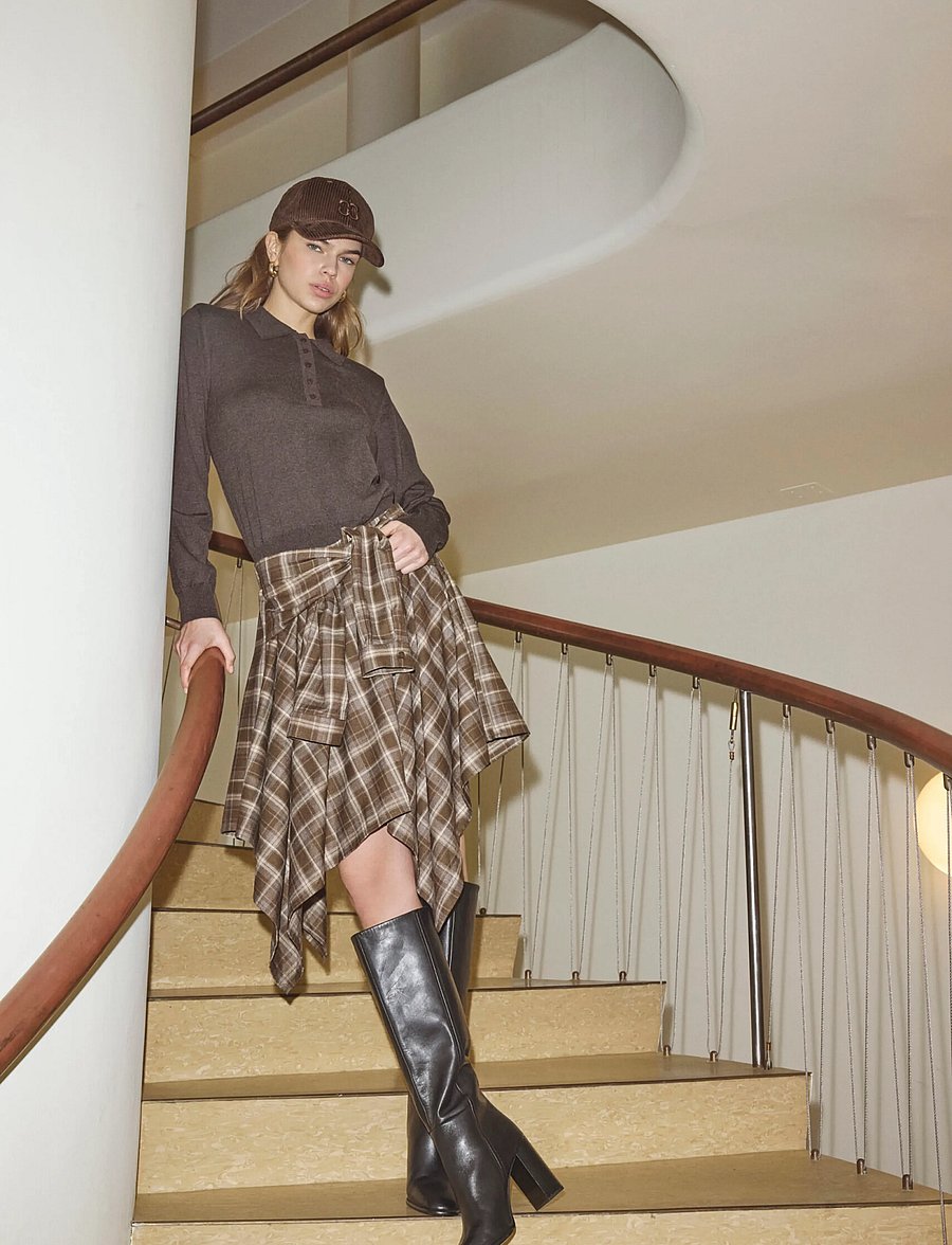 Co' Couture - DagnyCC Check Tie Skirt - korta kjolar - brown - 0