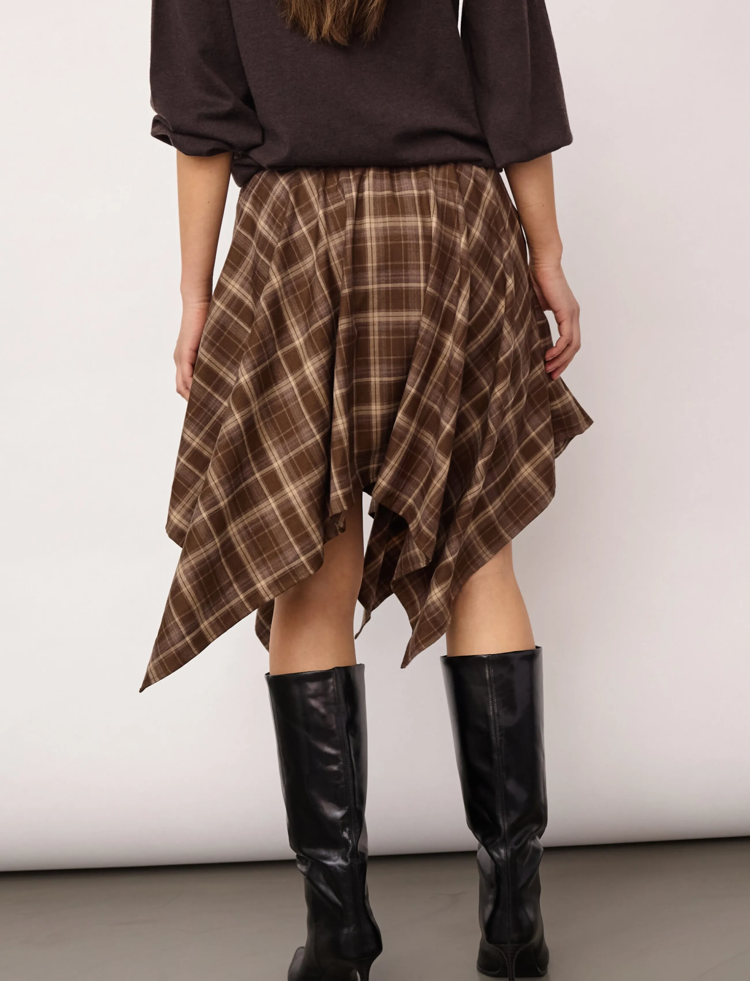 Co' Couture - DagnyCC Check Tie Skirt - korta kjolar - brown - 5
