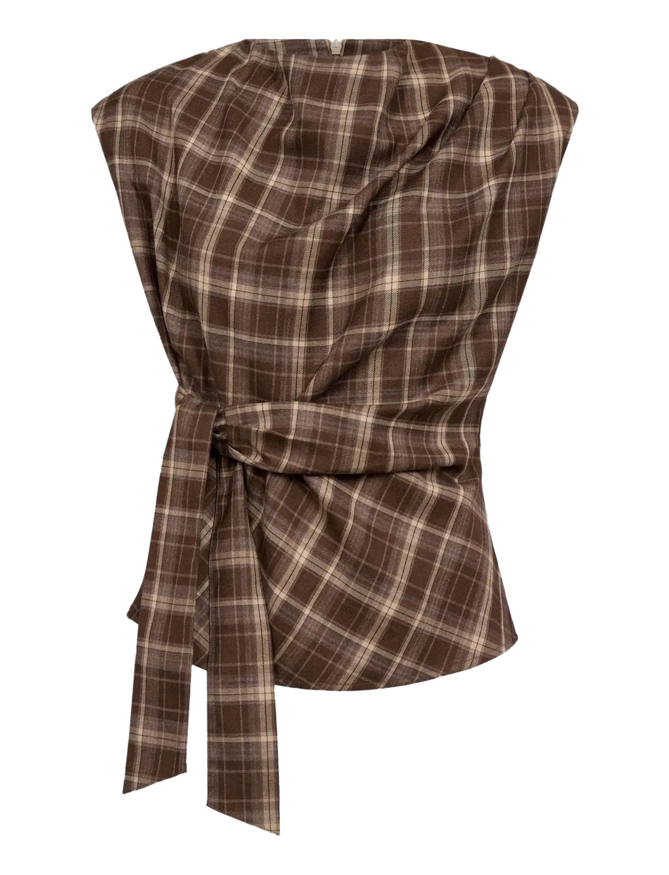 Co' Couture DagnyCC Check Pleat Top - Co' Couture - BROWN / brown