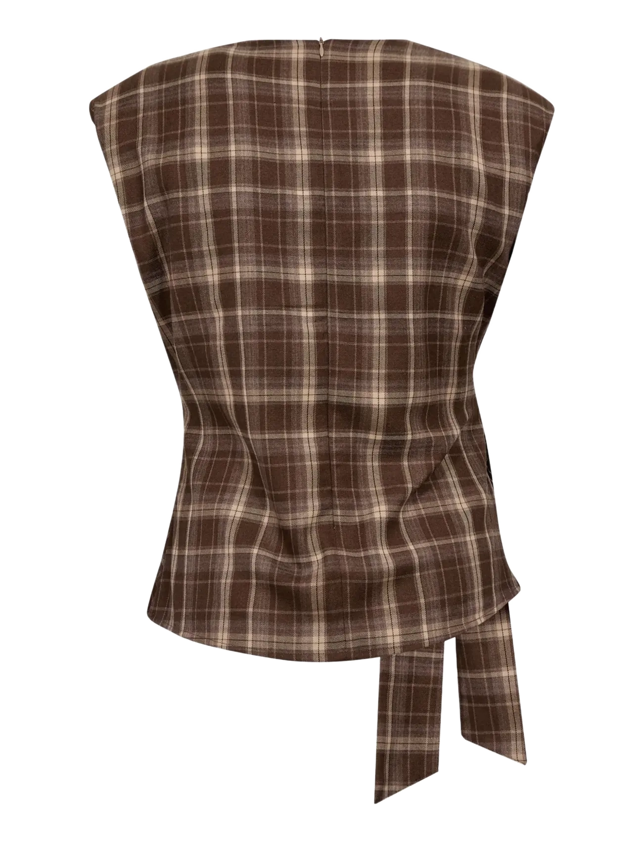 Co' Couture - DagnyCC Check Pleat Top - linnen - brown - 2