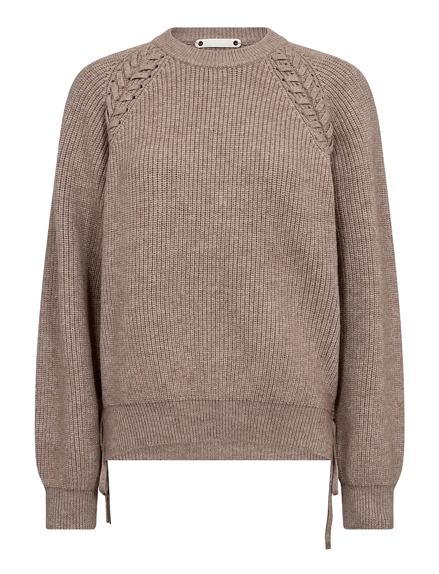 Co' Couture - RowCC Braid String Knit - stickade tröjor - mink - 1