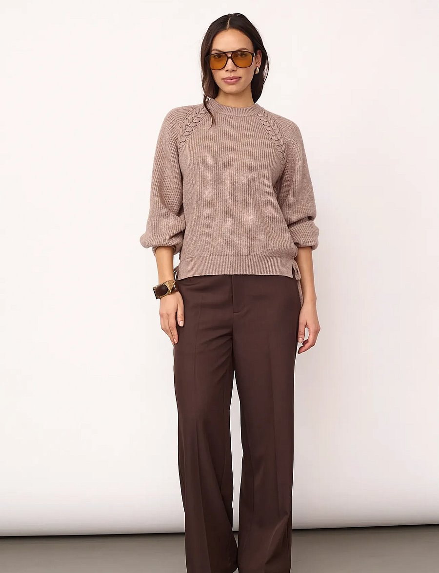 Co' Couture - RowCC Braid String Knit - stickade tröjor - mink - 3