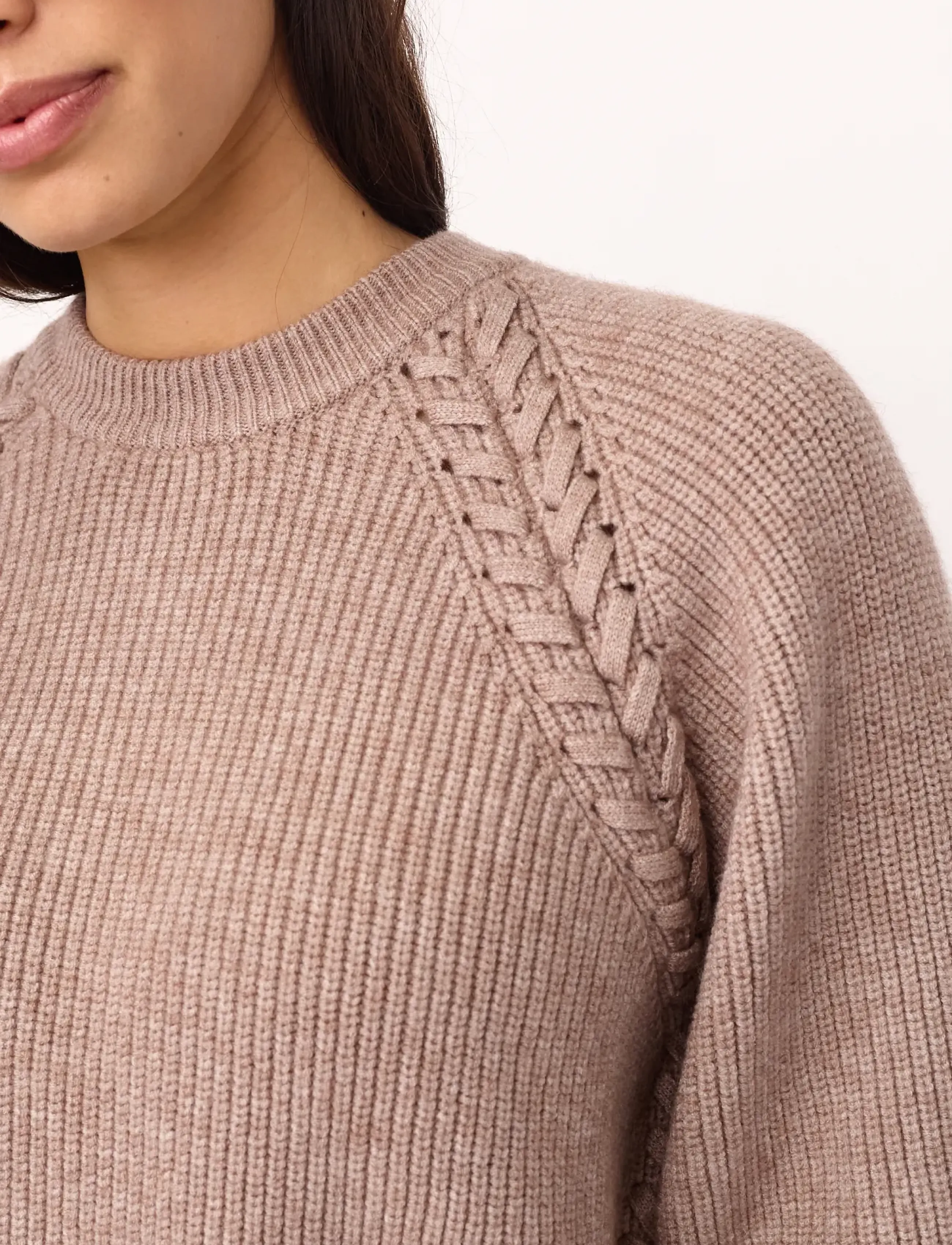 Co' Couture - RowCC Braid String Knit - stickade tröjor - mink - 5