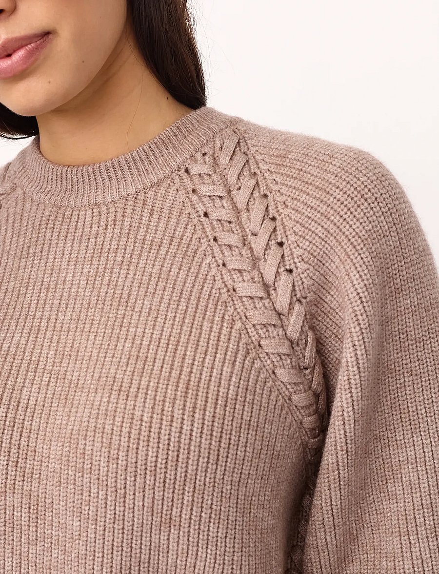 Co' Couture - RowCC Braid String Knit - stickade tröjor - mink - 5