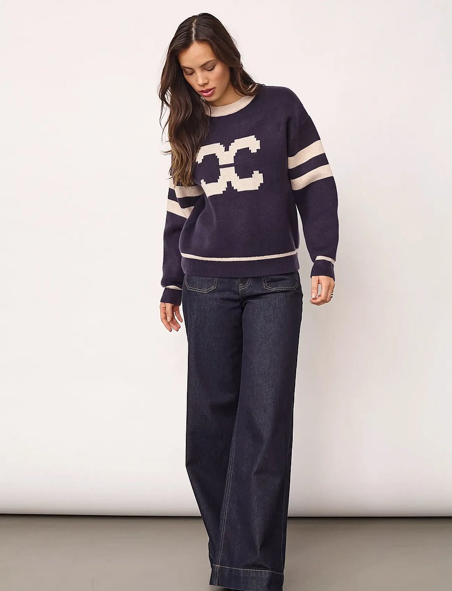 Co' Couture - RowCC Coco Logo Knit - stickade tröjor - navy - 0