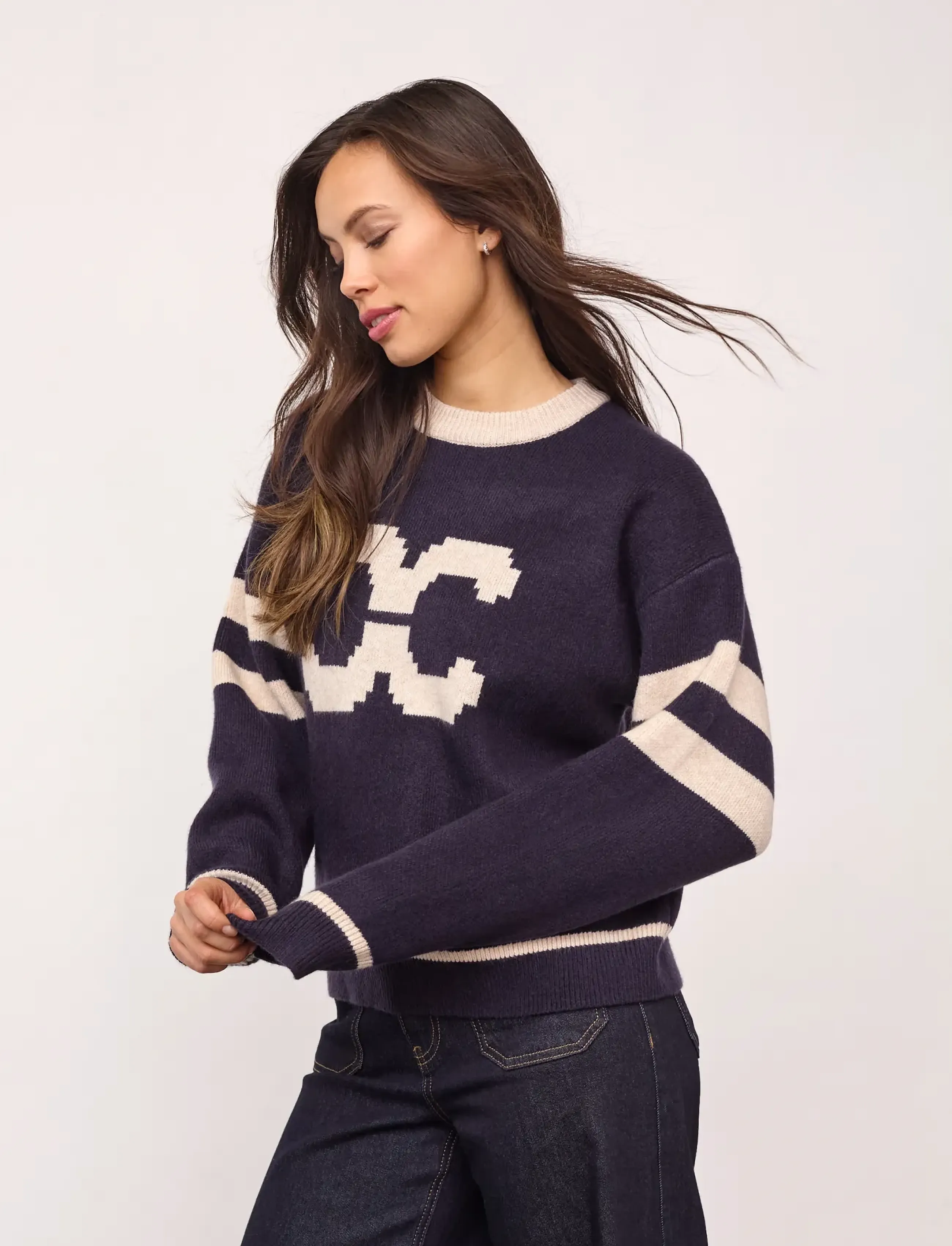 Co' Couture - RowCC Coco Logo Knit - jumpers - navy - 4