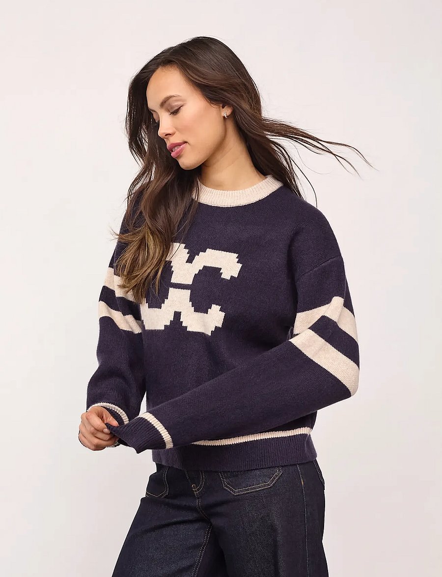 Co' Couture - RowCC Coco Logo Knit - stickade tröjor - navy - 4