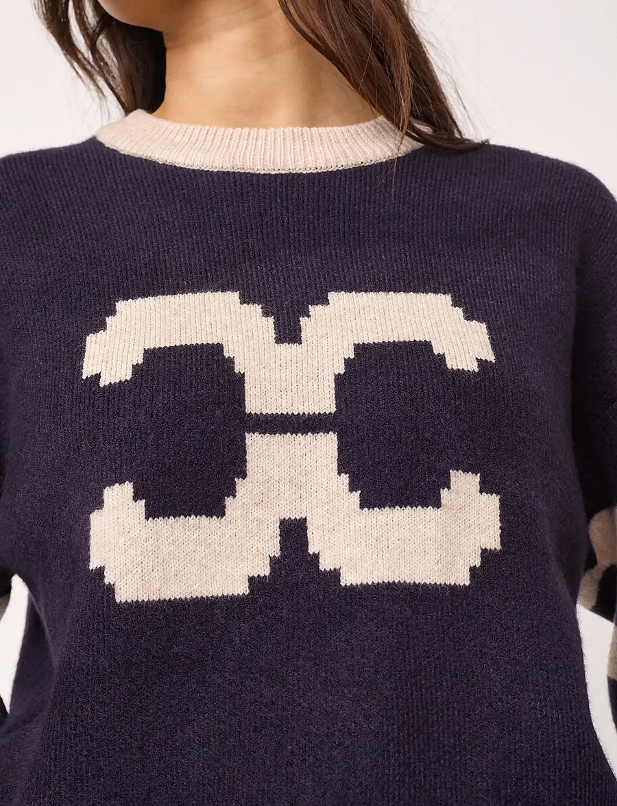 Co' Couture - RowCC Coco Logo Knit - stickade tröjor - navy - 5
