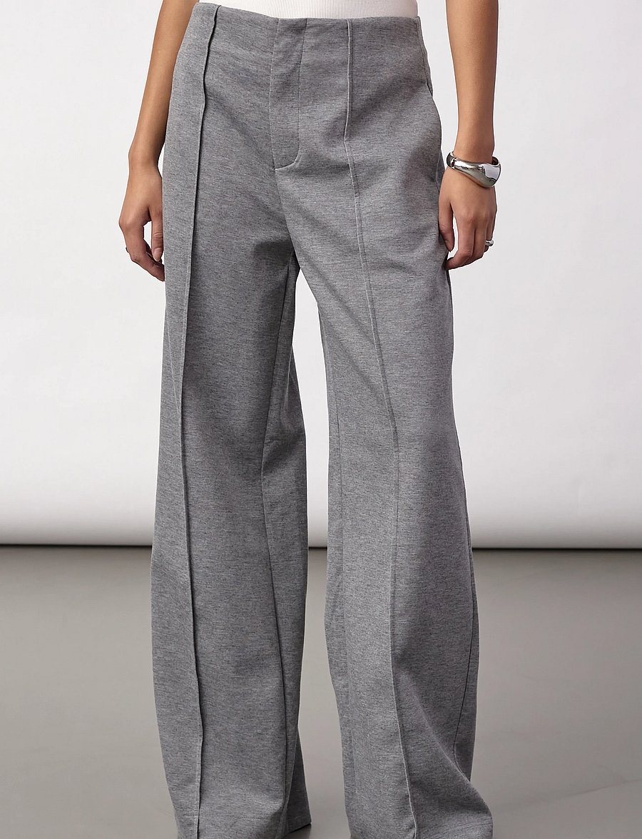 Co' Couture - LanceCC Crease Sweatpants - sirged püksid - mid grey melange - 0