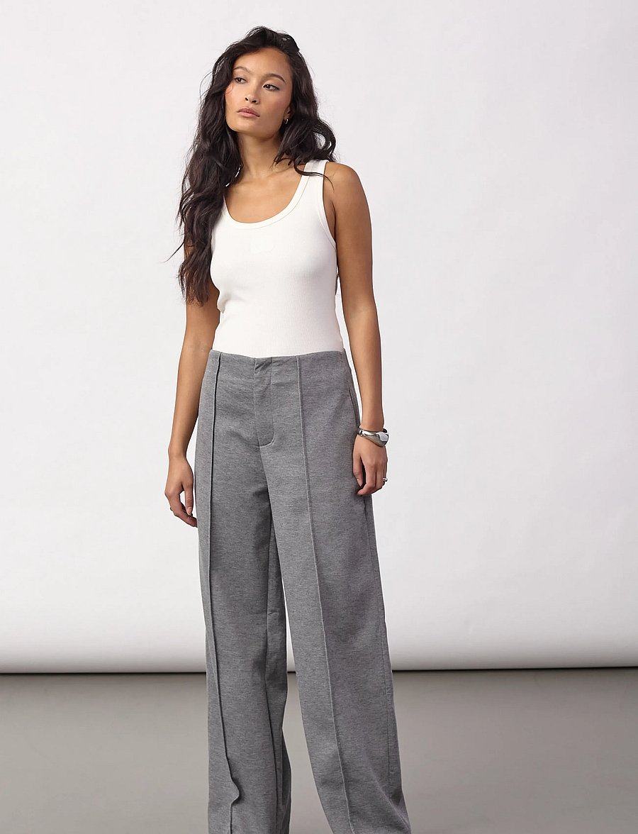 Co' Couture - LanceCC Crease Sweatpants - sirged püksid - mid grey melange - 4