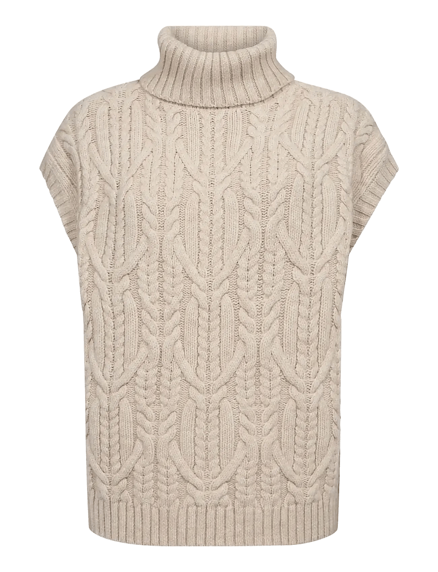 Co' Couture - 32222 RowCC Oversize Cable Knit Vest - stickade västar - creme - 1
