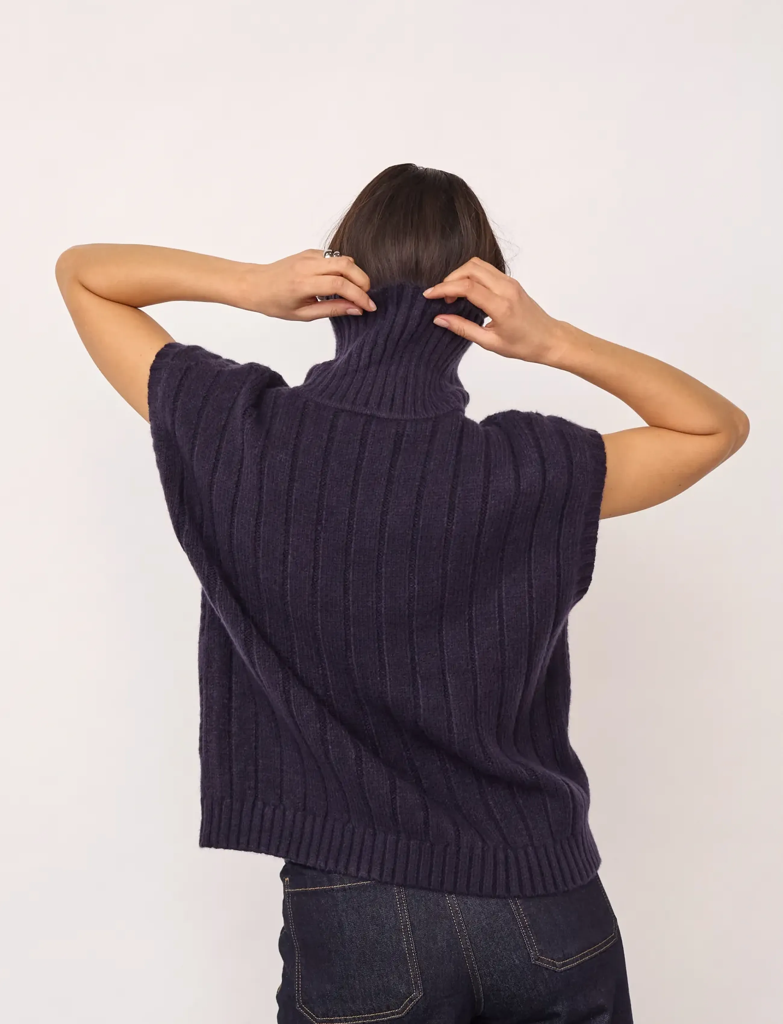 Co' Couture - 32222 RowCC Oversize Cable Knit Vest - kootud vestid - navy - 3