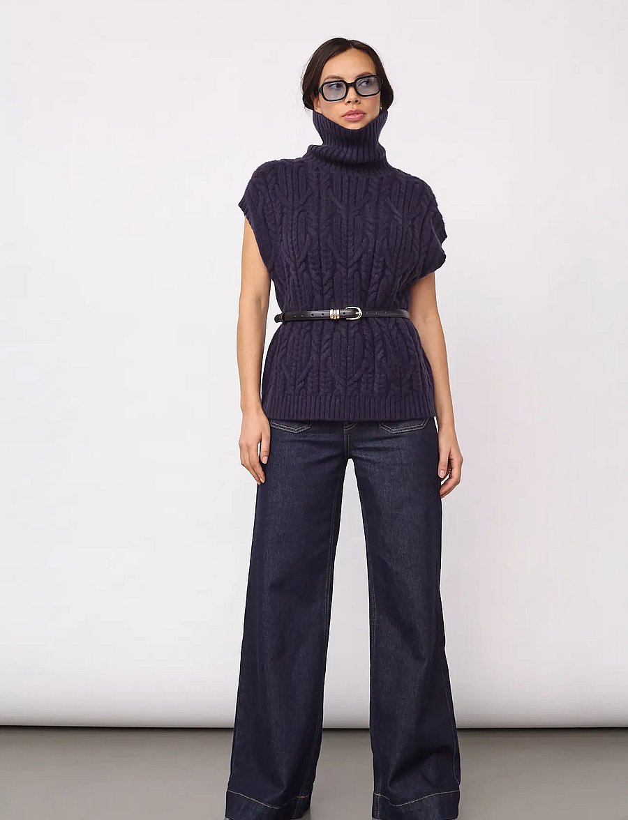 Co' Couture - 32222 RowCC Oversize Cable Knit Vest - strickwesten - navy - 4