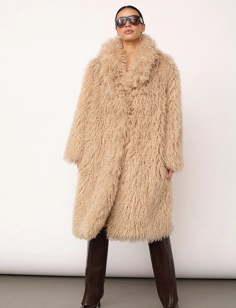 Co' Couture - RakelCC Long Furry Coat - faux fur - bisquit - 3