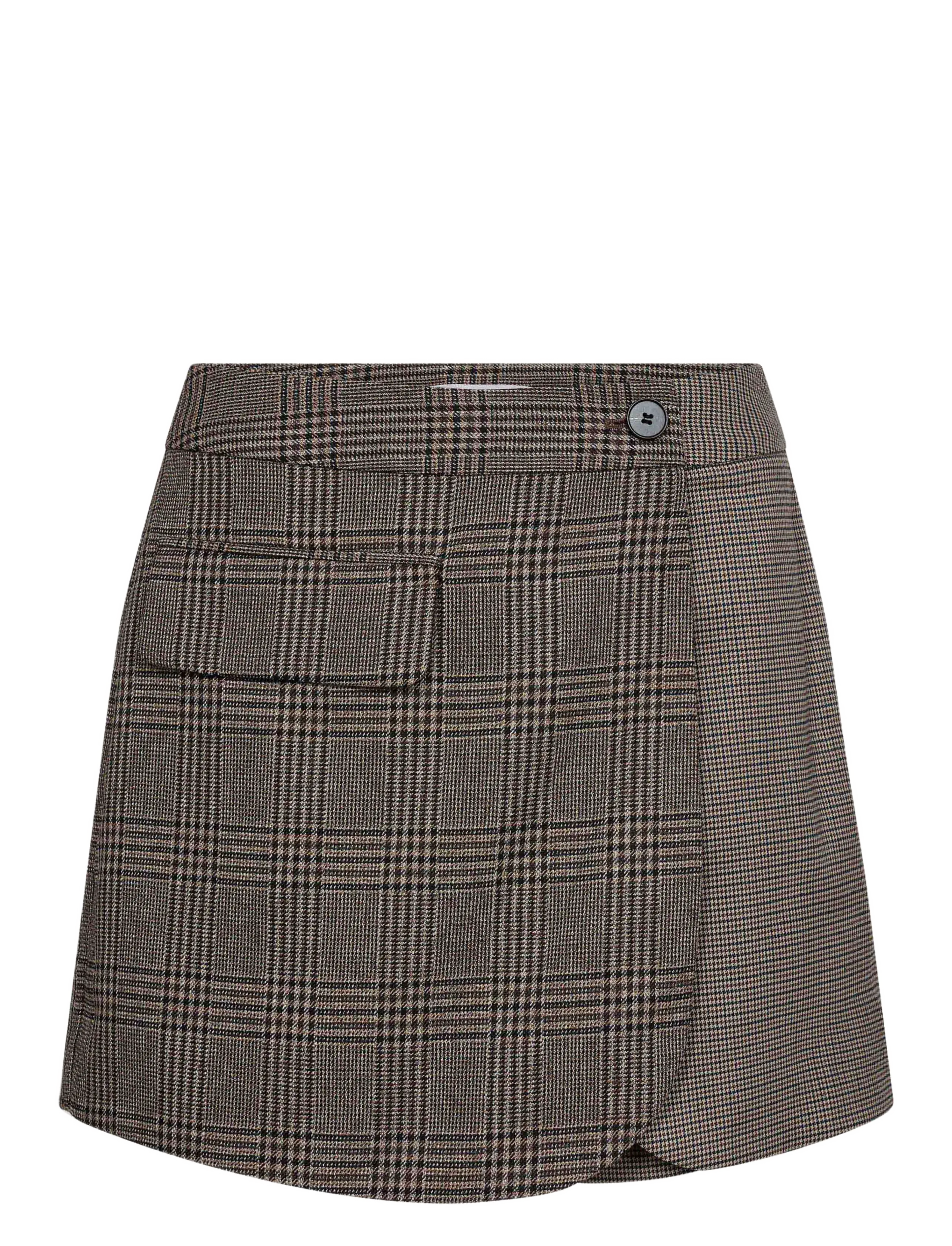 Co' Couture - VeyaCC Check Wrap Skort - short skirts - brown - 1