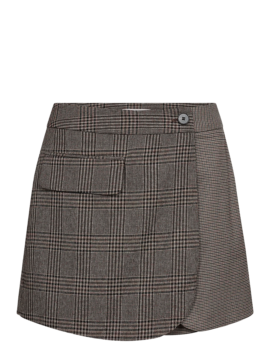 Co' Couture - VeyaCC Check Wrap Skort - kurze röcke - brown - 1