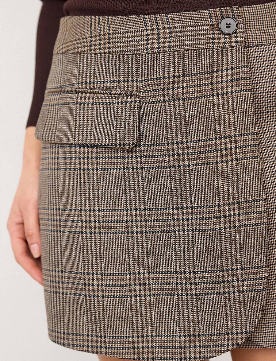 Co' Couture - VeyaCC Check Wrap Skort - kurze röcke - brown - 3