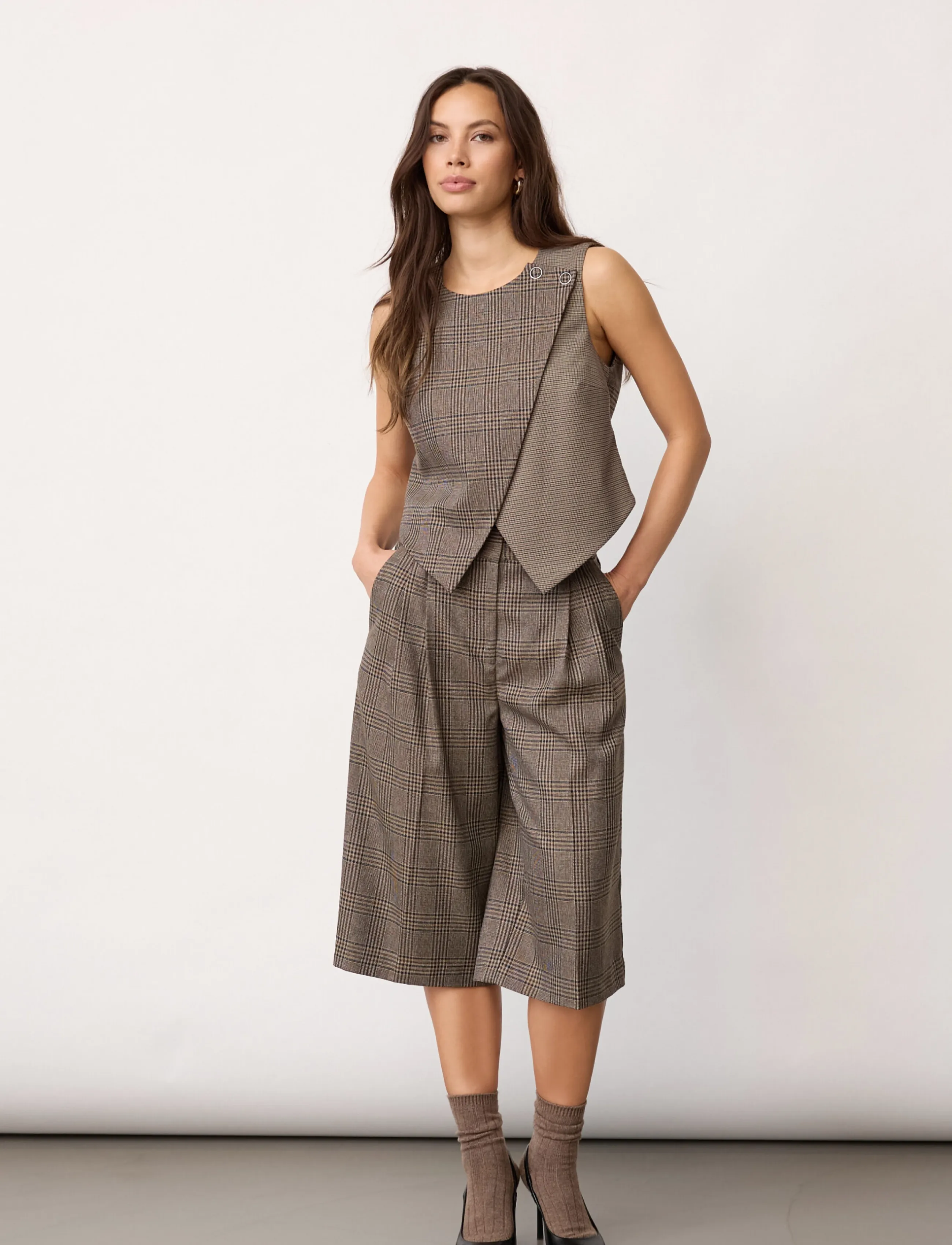 Co' Couture - VeyaCC Check Wrap Vest - westen - brown - 5