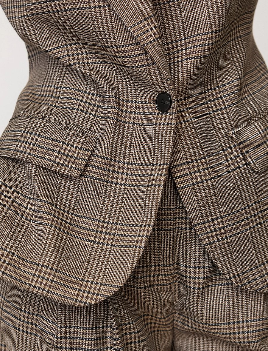Co' Couture - VeyaCC Check Fitted Blazer - Üherealised pintsakud - brown - 5