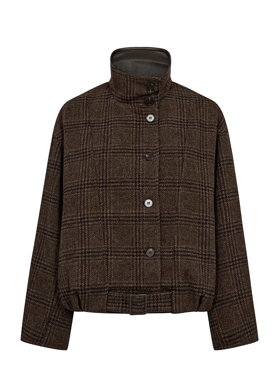 Co' Couture - OlvaCC Check Balloon Jacket - leichte jacken - dark brown - 1