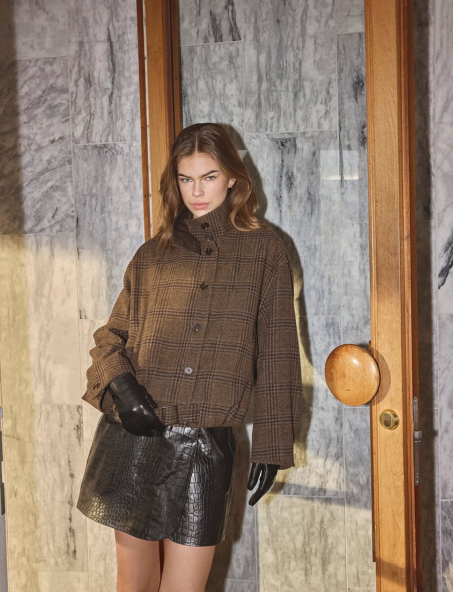 Co' Couture - OlvaCC Check Balloon Jacket - leichte jacken - dark brown - 0
